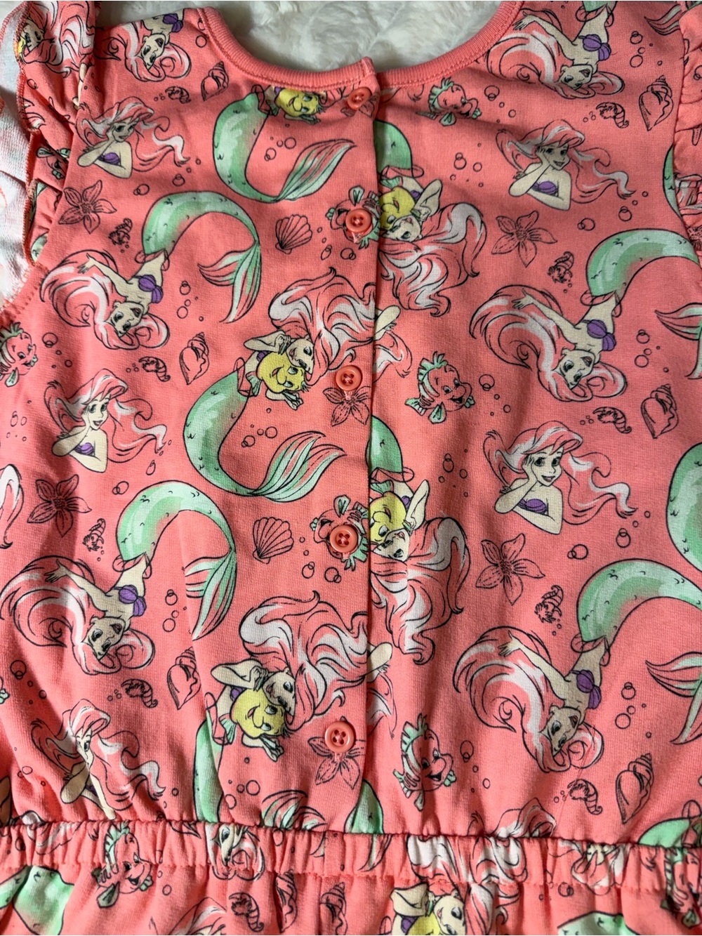 Disney Coral Mermaid Print Girls Romper with Mint Accents NWOT - Picture 4 of 8